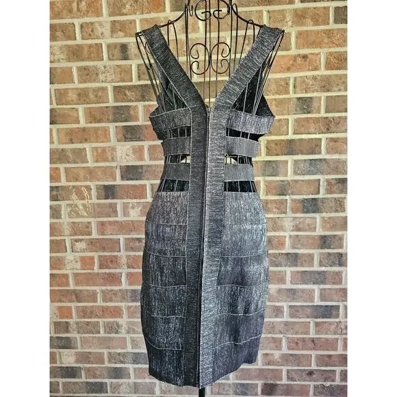 WOW COUTURE Sexy Black Silver Sparkle Glittering Dress Women's size M Medium - Picture 3 of 9